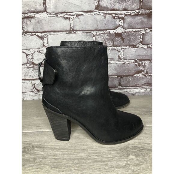 Rag & Bone Black Leather Ankle Back Zip Heel Booties Women Sz 39.5EU/9M US - Picture 15 of 16